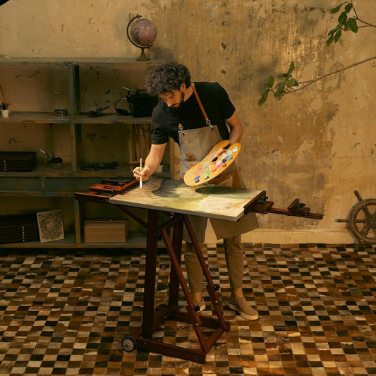 Multi Function Studio Easel Beech Wood H Frame Floor Easel Holds 77in Canvas