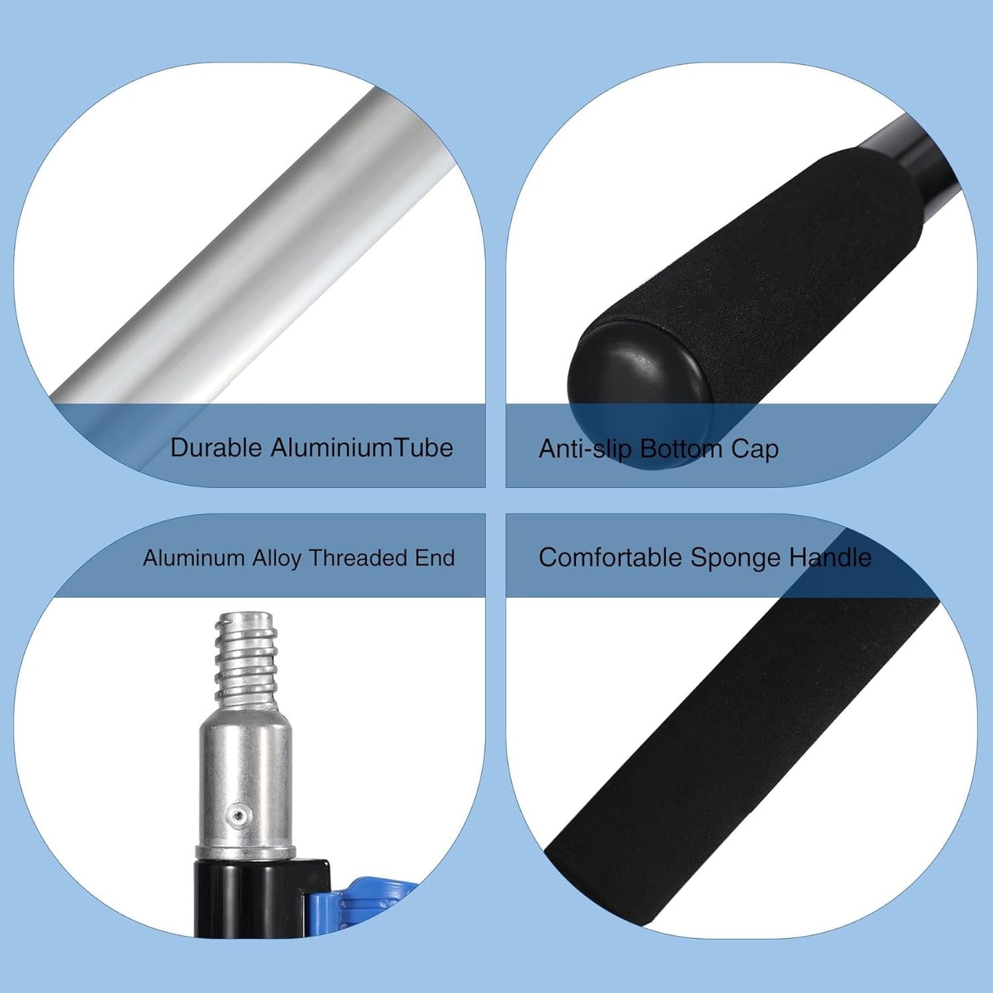 24ft Aluminum Telescopic Extension Pole Window Paint Gutter Duster Tool