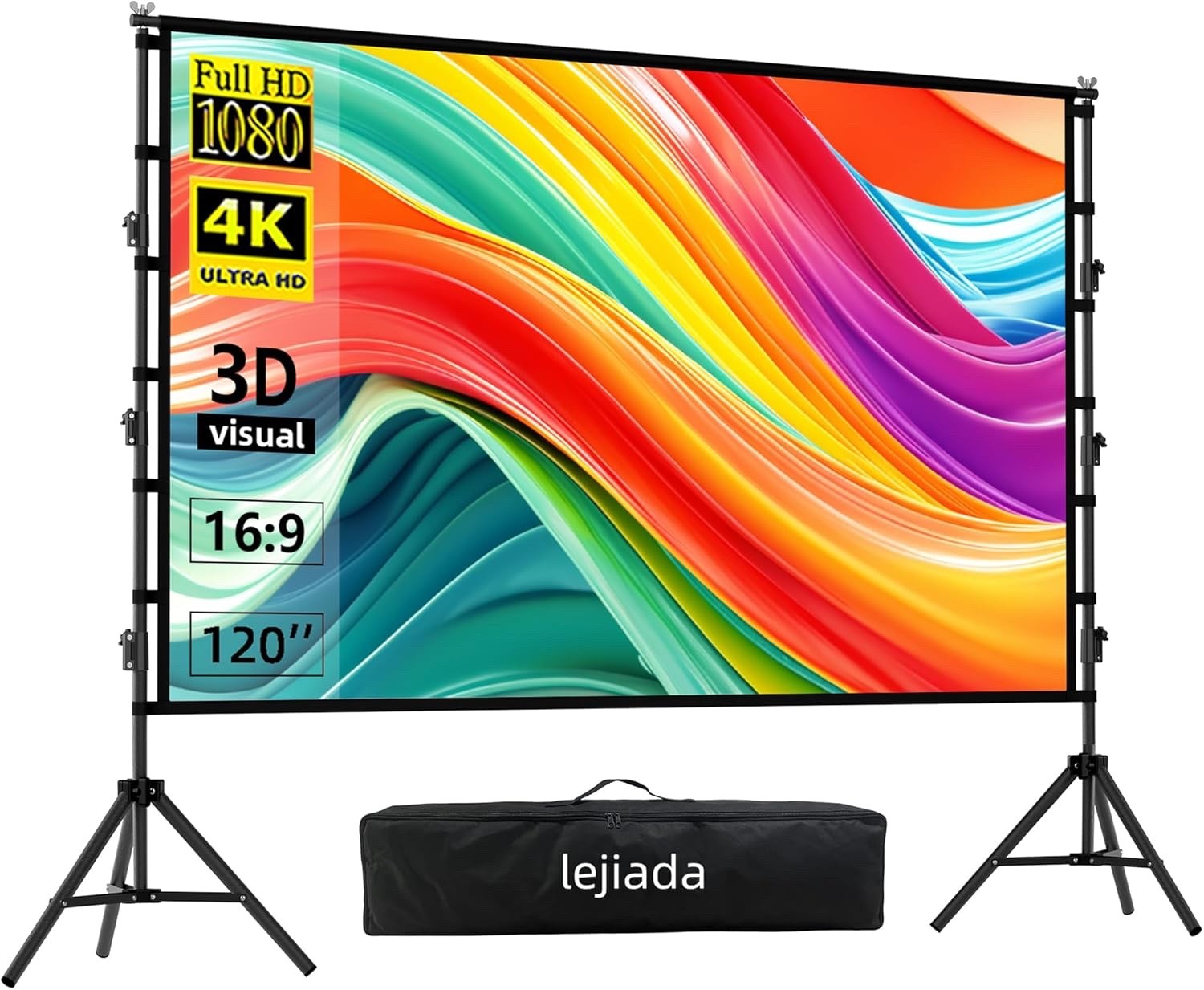 Projector Screen Stand 120 Inch 16:9 Portable 4K HD Tripod Outdoor Cinema Home T