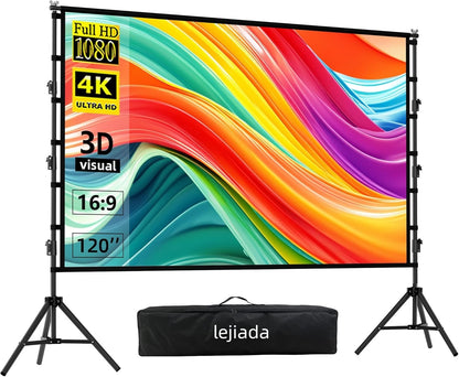 Projector Screen Stand 120 Inch 16:9 Portable 4K HD Tripod Outdoor Cinema Home T