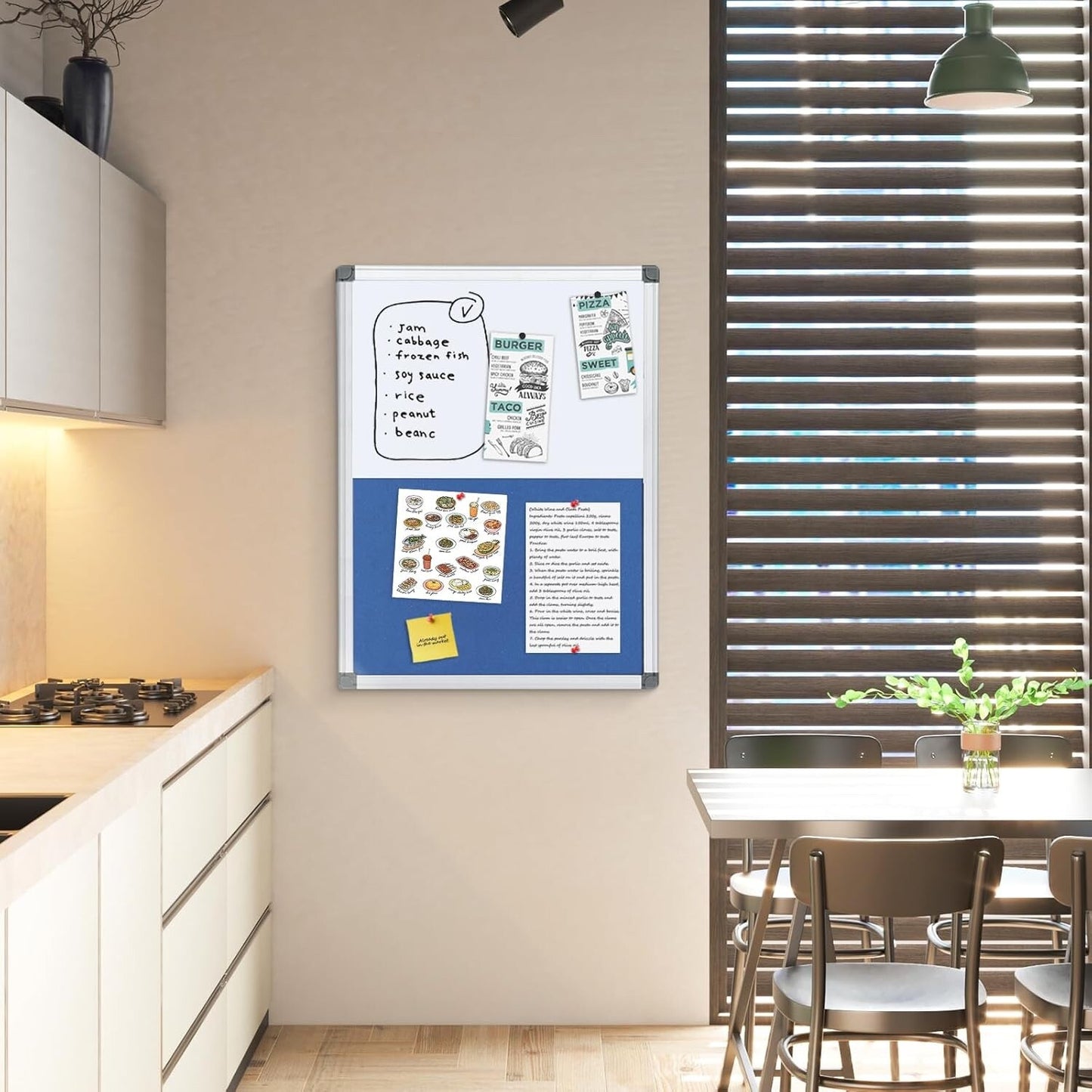 Dry Erase Presentation Whiteboard Pin Bulletin Combination Board Blue 120x90cm