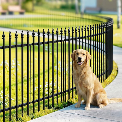 Garden Fence Metal Decorative 91cm 5 Panels No Dig Border Dog Yard Barrier Black