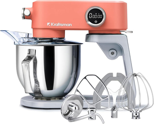 Food Mixer Stand Mixer 5L Full Metal 8 Speed Timer Stainless Steel Orange Bowl