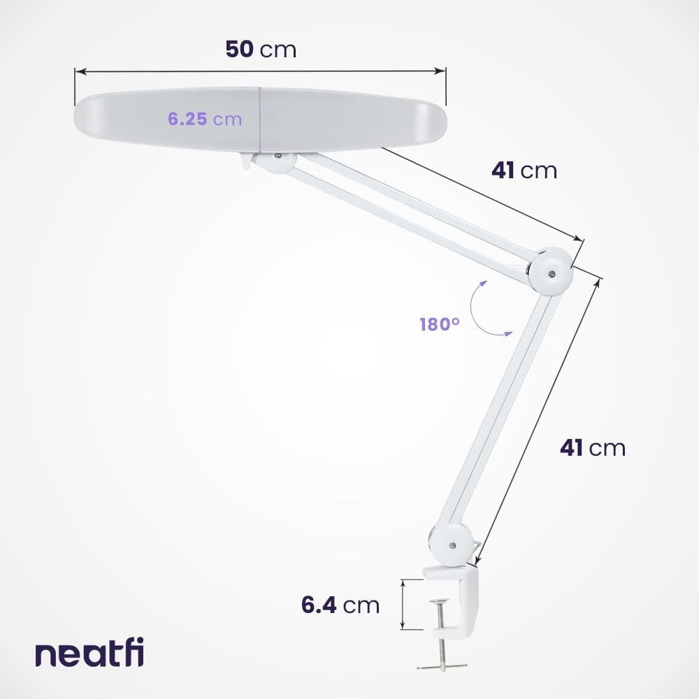LED Desk Lamp Clamp 2200 Lumens Neatfi XL 20W Dimmable CCT Workbench Light White