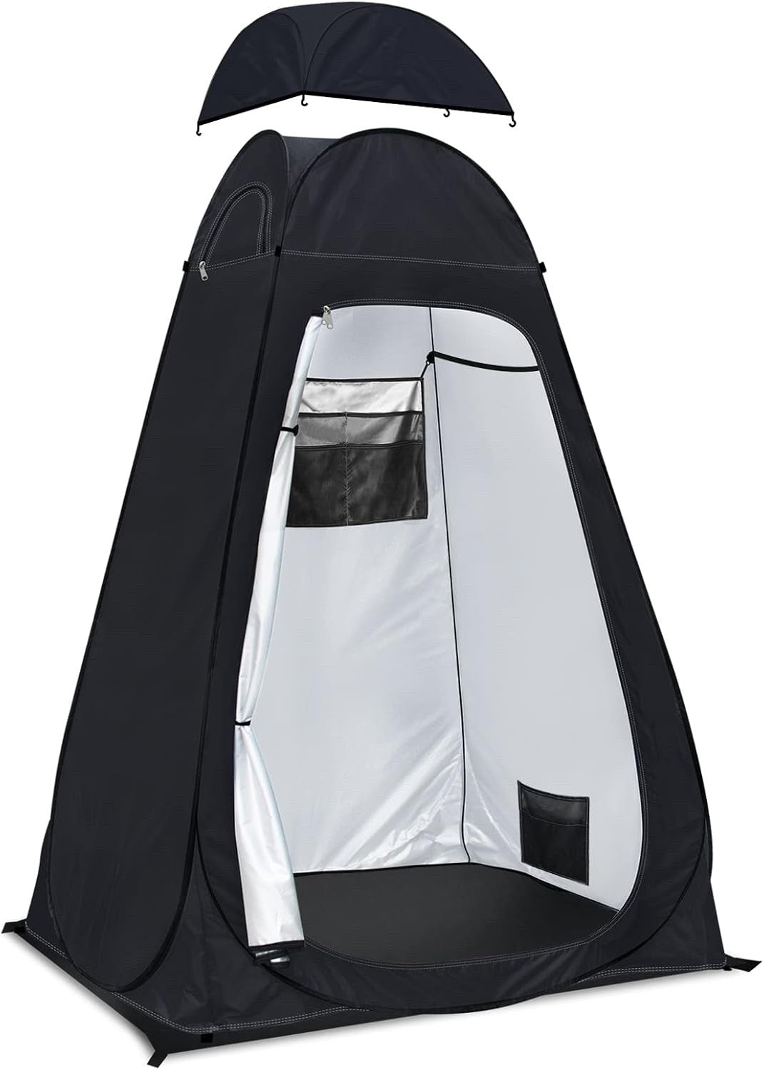 Pop Up Privacy Tent Camping Shower Toilet Changing 120x120x195cm Black UPF50
