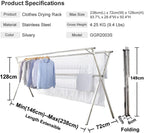 Foldable Stainless Steel Clothes Airer Drying Rack 2.38m Indoor Outdoor Laundry