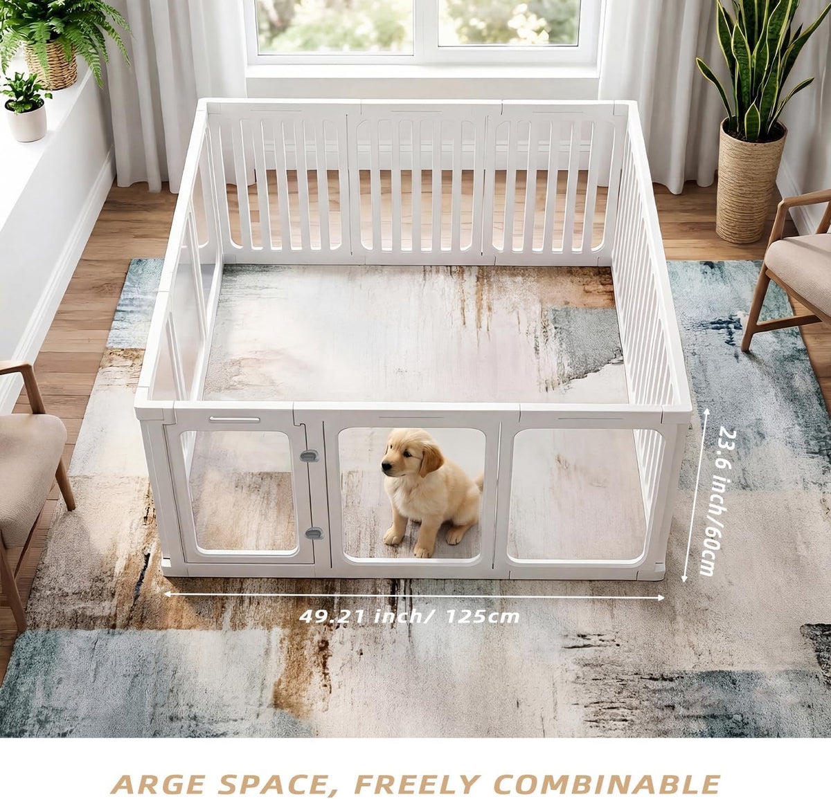 Dog Playpen 12 Panel 60cm Clear Acrylic Puppy Pet Pen Indoor Outdoor
