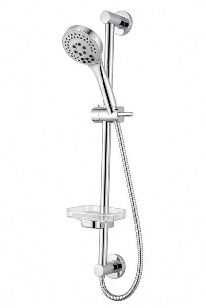 Shower Rail Kit Cindy 5 Jet Hand Shower 1.5m Hose Chrome Adjustable Bar 10cm