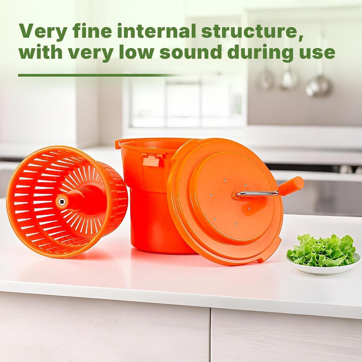 Commercial Salad Spinner Dryer 20L 5 Gal Manual Lettuce Vegetable Drainer Orange