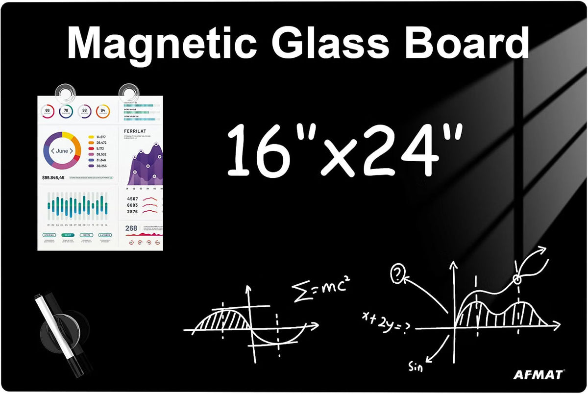 Glass Dry Erase Whiteboard 40x60cm Black Magnetic Frameless Wall Mounted Board