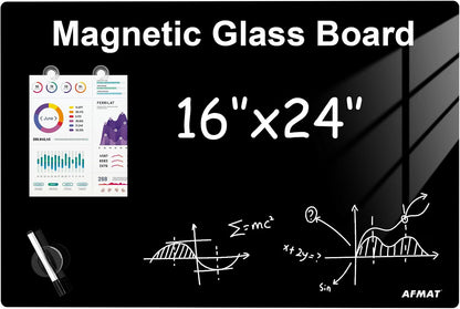Glass Dry Erase Whiteboard 40x60cm Black Magnetic Frameless Wall Mounted Board