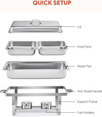 2x 9L Chafing Dish Stainless Steel Buffet Food Warmers Catering Set
