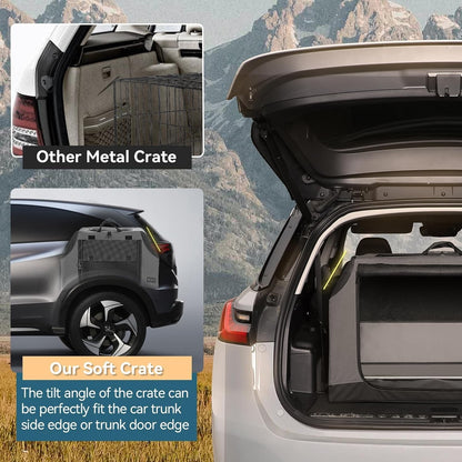 Petsfit Foldable Dog Travel Crate Large Grey 91x61x58cm Portable Car Carrier