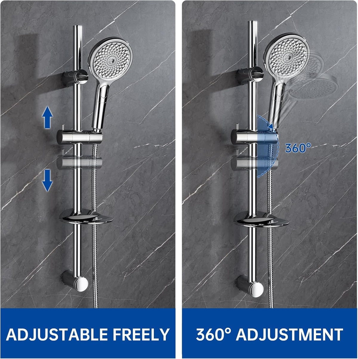 Shower Riser Rail Kit 73cm 4 Mode Hand Shower 1.5m Stainless Hose Soap Dish