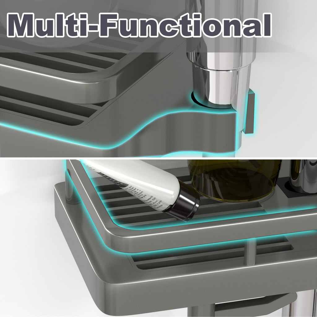 GOOPOOL Shower Caddy Bathroom Shelf Storage Shelf No Drilling 2 pcs Grey