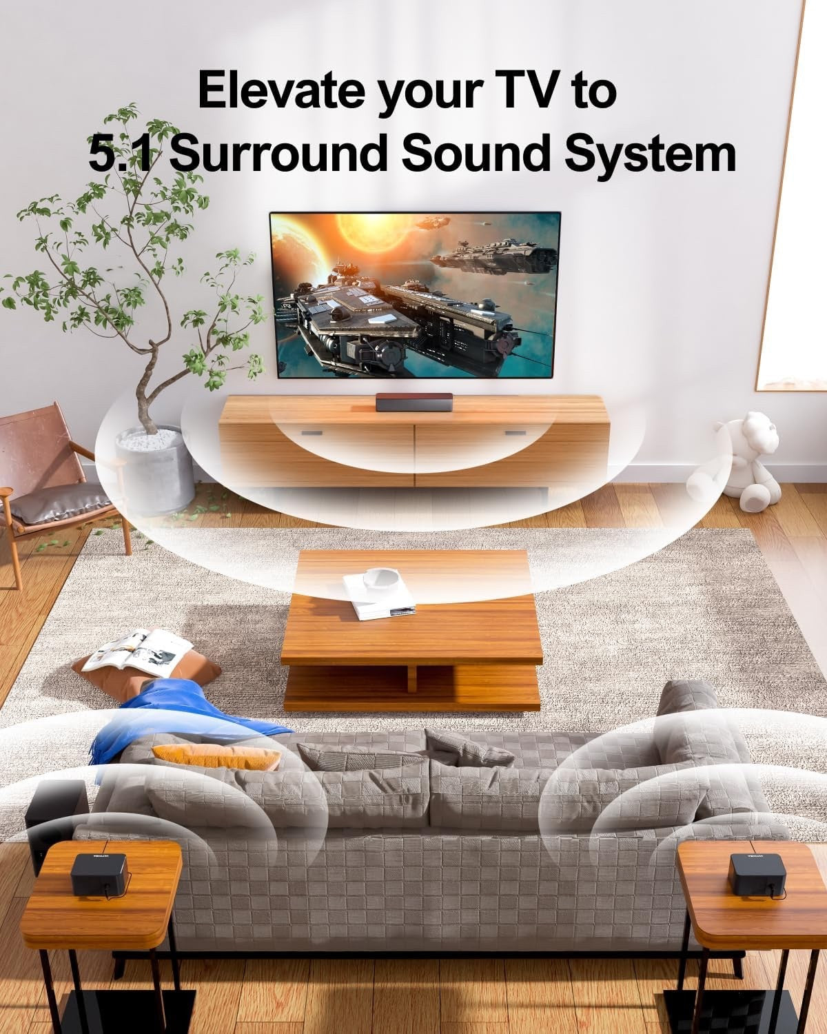 Ultimea D50 Sound Bar for Smart TV Virtual Surround Sound System Black