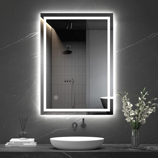 LED Bathroom Mirror 500x700mm Lighted Anti Fog Wall Mounted Vanity Touch