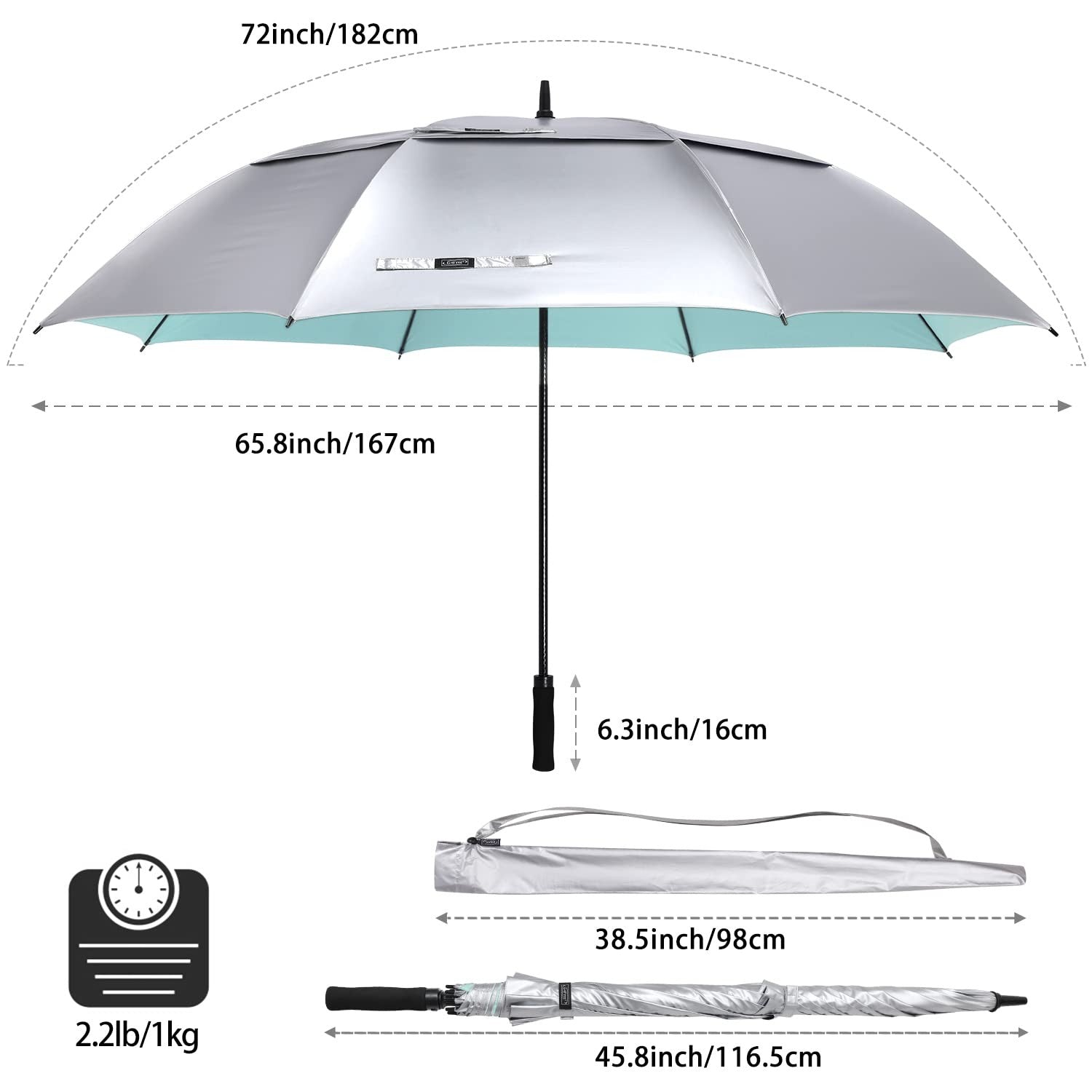 G4Free 68" Windproof Golf Umbrella UV Protection Double Canopy Auto Open Large