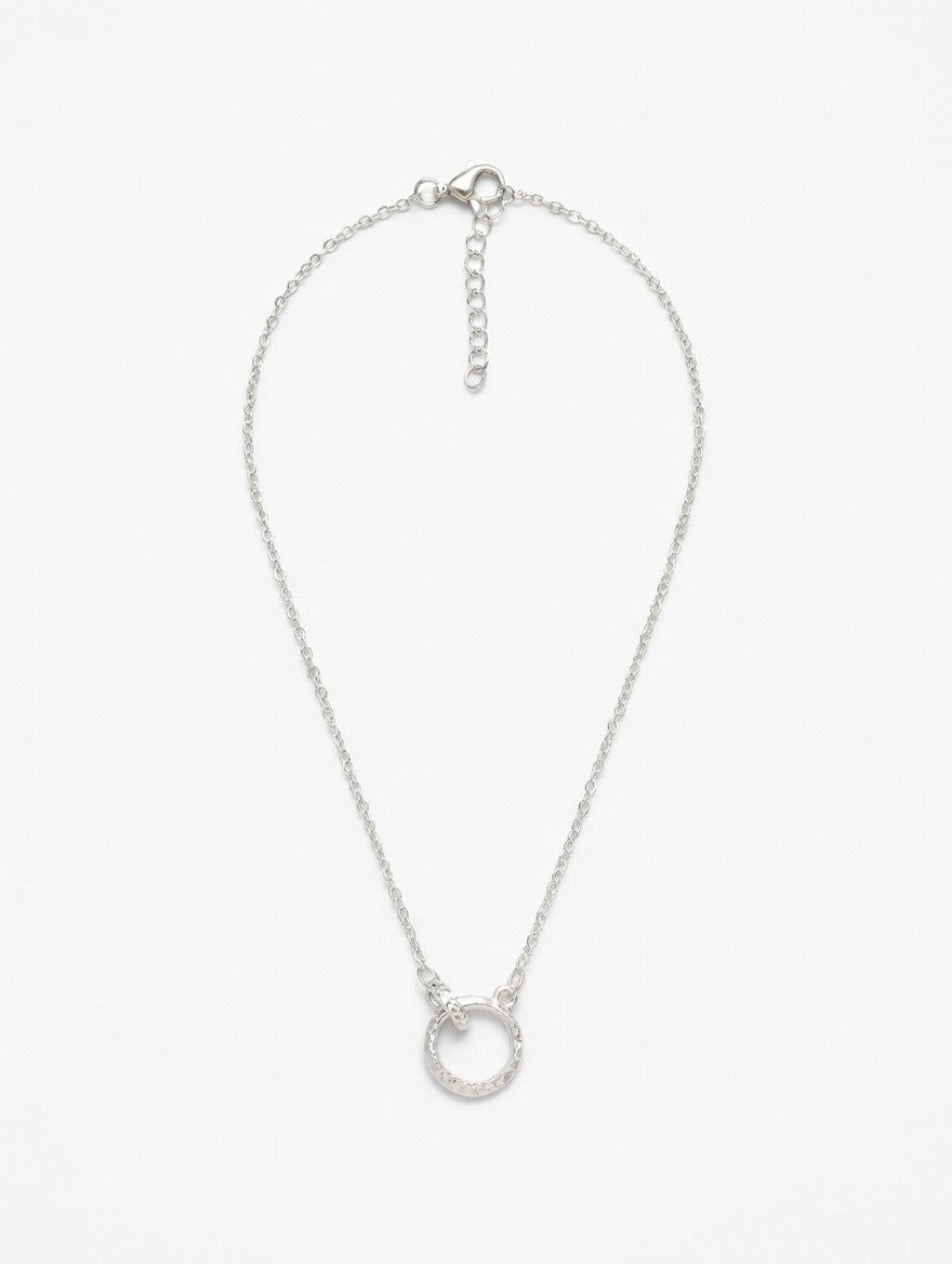 148x Pendant Necklace Silver Tone Circle Bar Adjustable Chain Minimalist Women