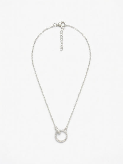 148x Pendant Necklace Silver Tone Circle Bar Adjustable Chain Minimalist Women