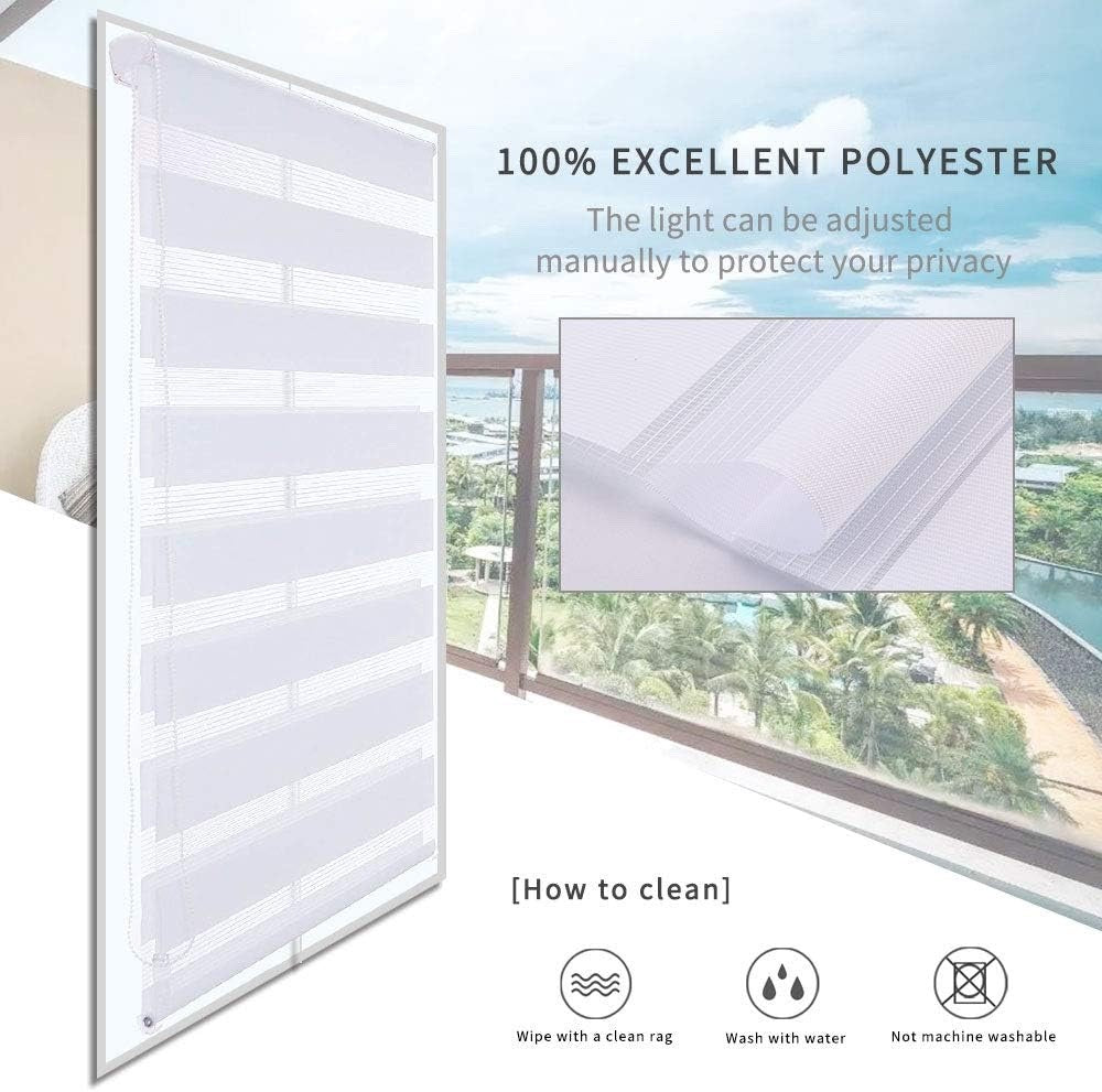 Zebra Roller Blind Day Night 110x150cm Window Shade Privacy Light Filtering Easy