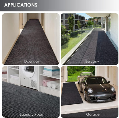 Hallway Runner Carpet Rug 300x90cm Grey Non Slip Rubber Backed Washable Floor