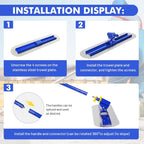 120x30cm Concrete Bull Float with 4 Handles 1.15m Aluminium Set Blue