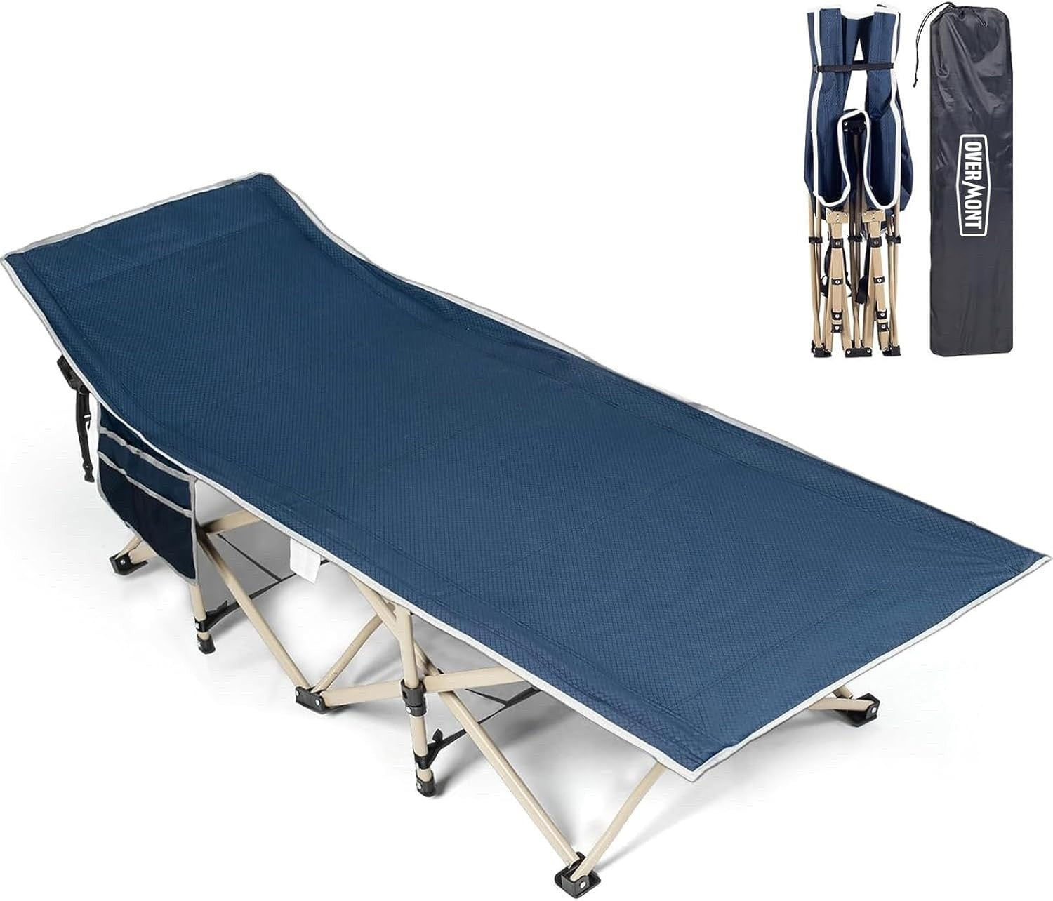 Camping Bed Foldable Camp Cot Extra Large Heavy Duty 550lb With Carry Bag