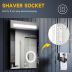LED Bathroom Mirror 500x700mm Shaver Socket Demister Touch Control