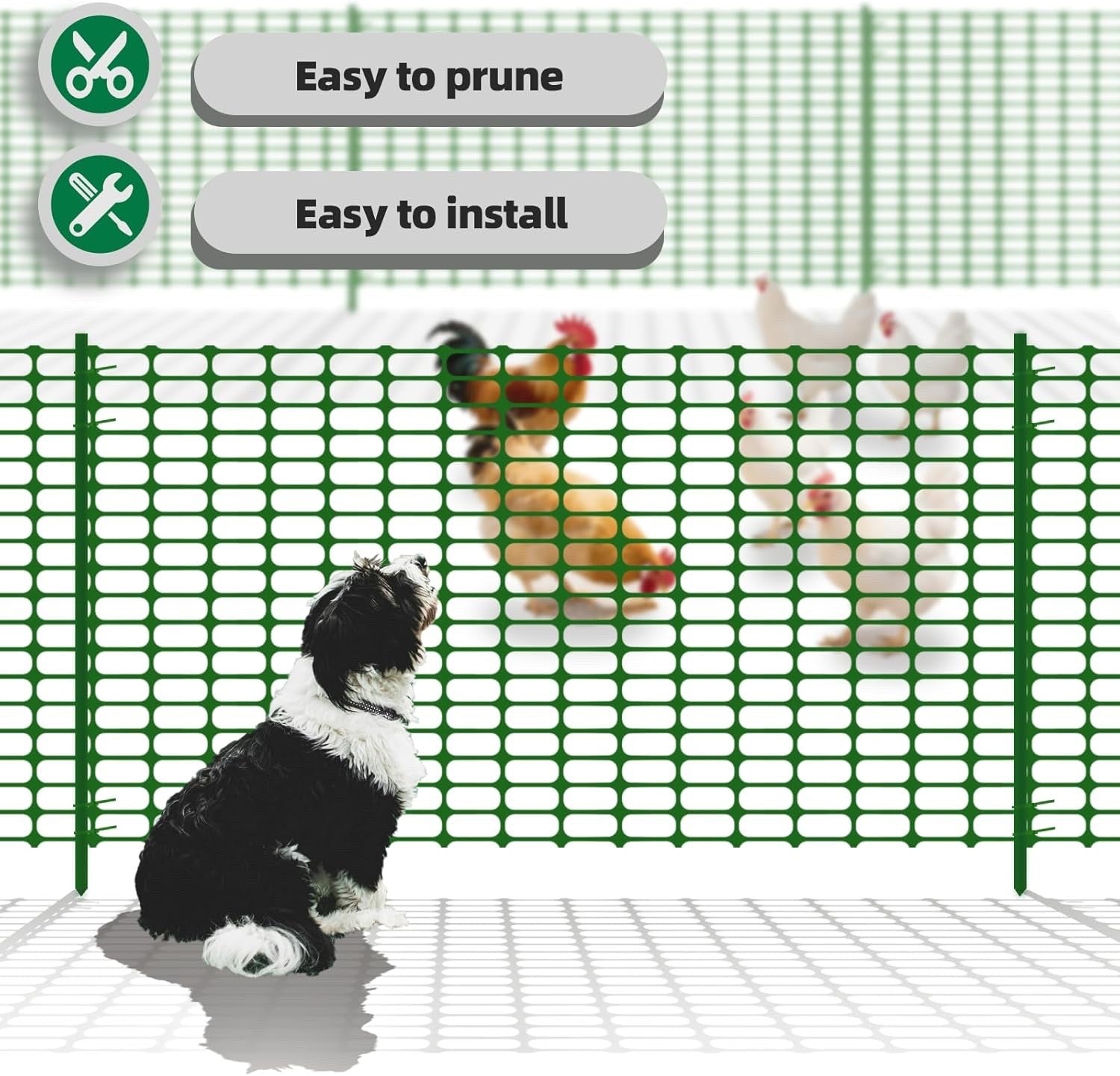 Temporary Garden Fence Mesh 1m x 30m Plastic Barrier 30 Pins Dog Chicken Roll