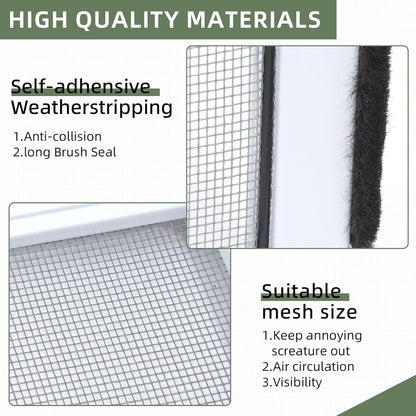 Fly Screen Window Mesh 2 Pack Adjustable Mosquito Aluminium Frame 40cm White