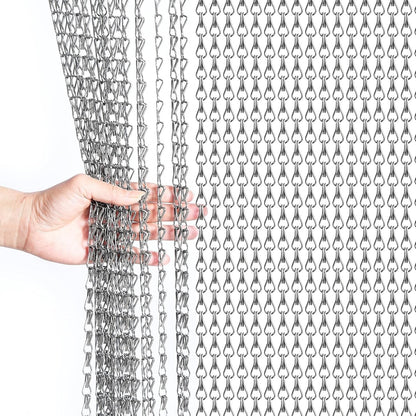 Chain Curtain Aluminium Fly Screen Door 90x200cm Black Insect Privacy Barrier