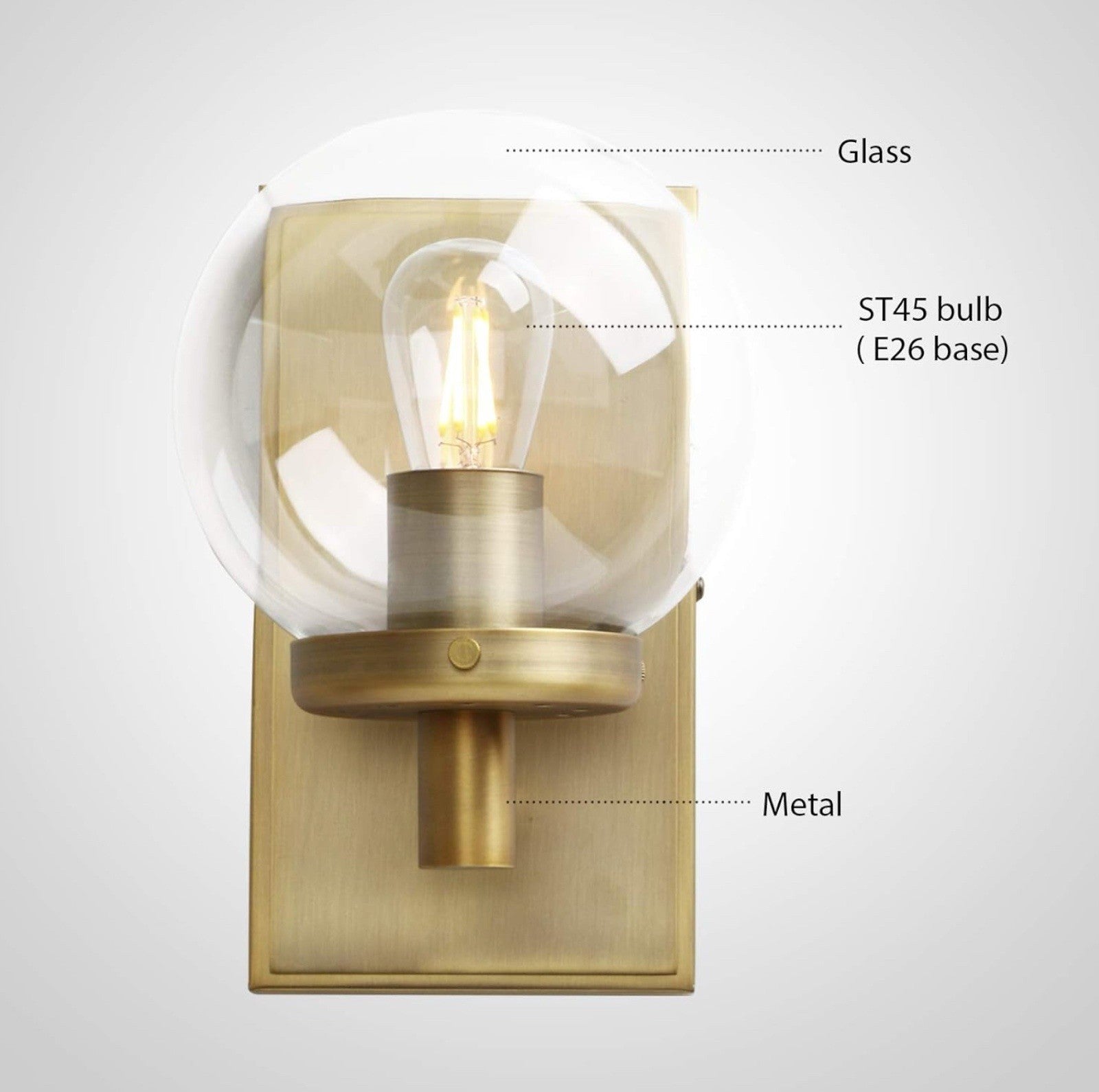Yosoan Industrial Glass Wall Sconce Lighting Globe Up/Down Wall Light Gold