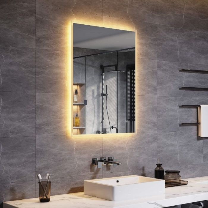 ELEGANT LED Bathroom Mirror 800x600mm Backlit Shaver Socket Demister