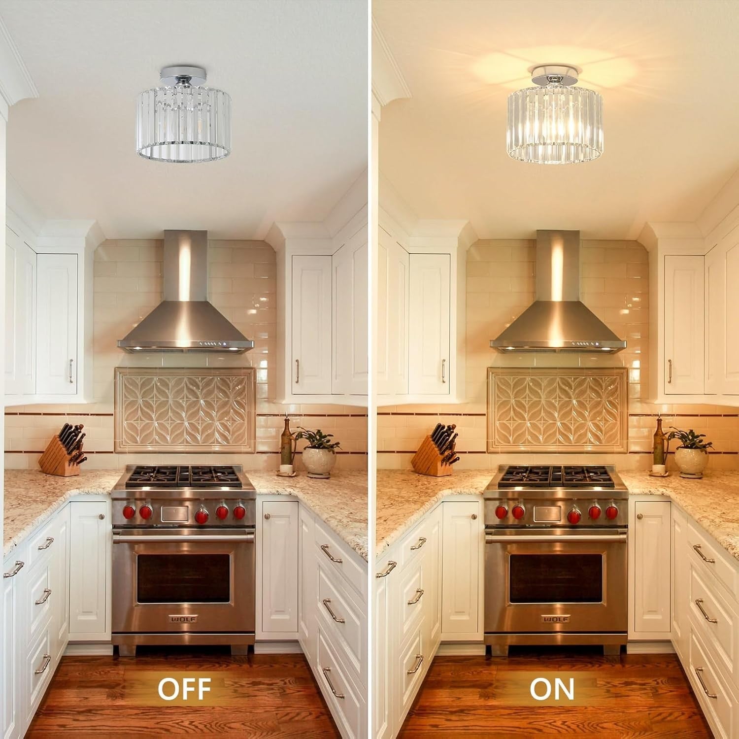 Crystal Ceiling Light Flush Mount Chrome Chandelier Glass Shade