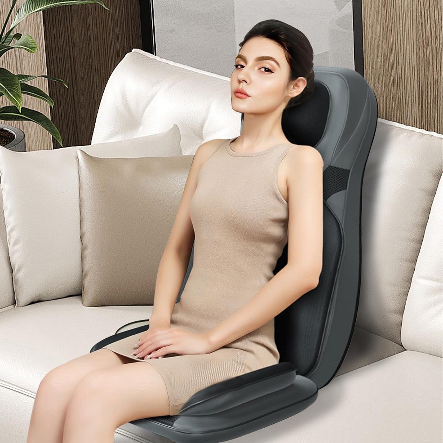 Full Body Massage Mat Heated Waist Airbag Remote Control Neck Back Leg Brown