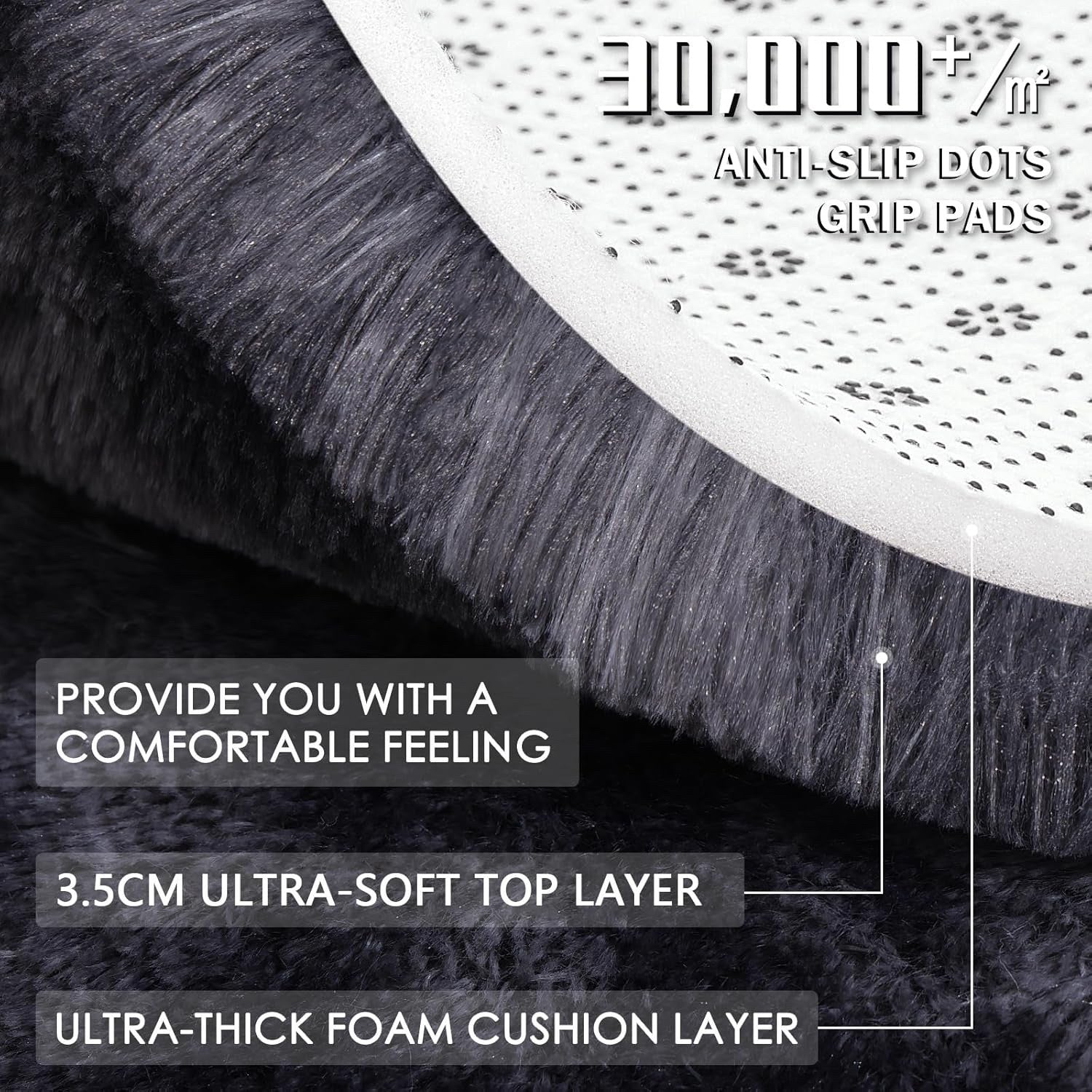 240x340cm Dark Grey Shaggy Area Rug Soft Washable Anti Slip Living Room