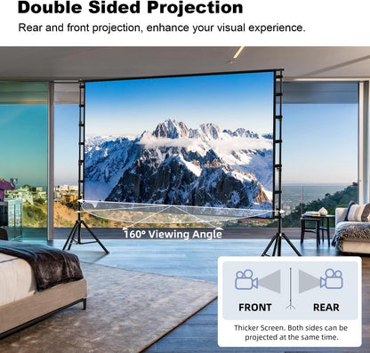 150 Inch Projector Screen Stand 16:9 4K HD Portable Foldable Outdoor Cinema