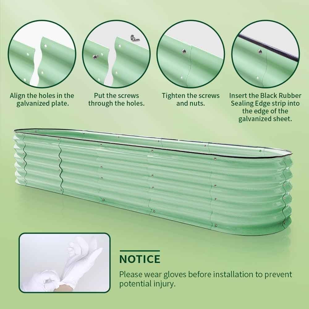 Byhagern Raised Garden Bed Outdoor Anti-Rust Planter Box for Veg & Flowers Green