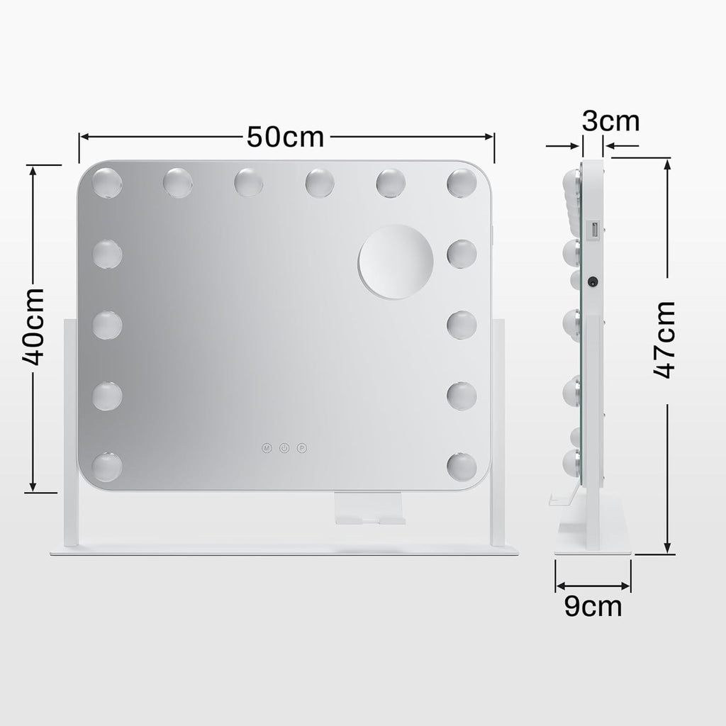 ELEGANT Hollywood Vanity Mirror LED Dimmable Makeup Touch Control 50x47cm