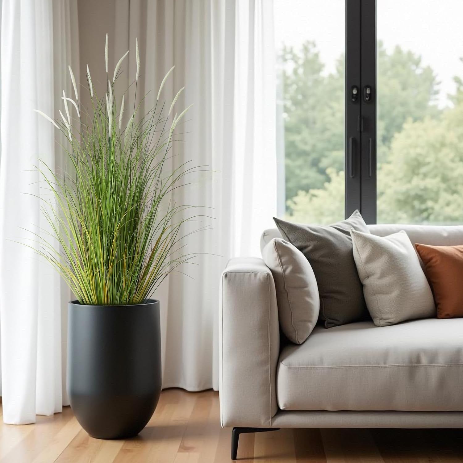 Artificial Reed Grass 3ft 2 Pack White Faux Cattail Potted Plants Decor Indoor