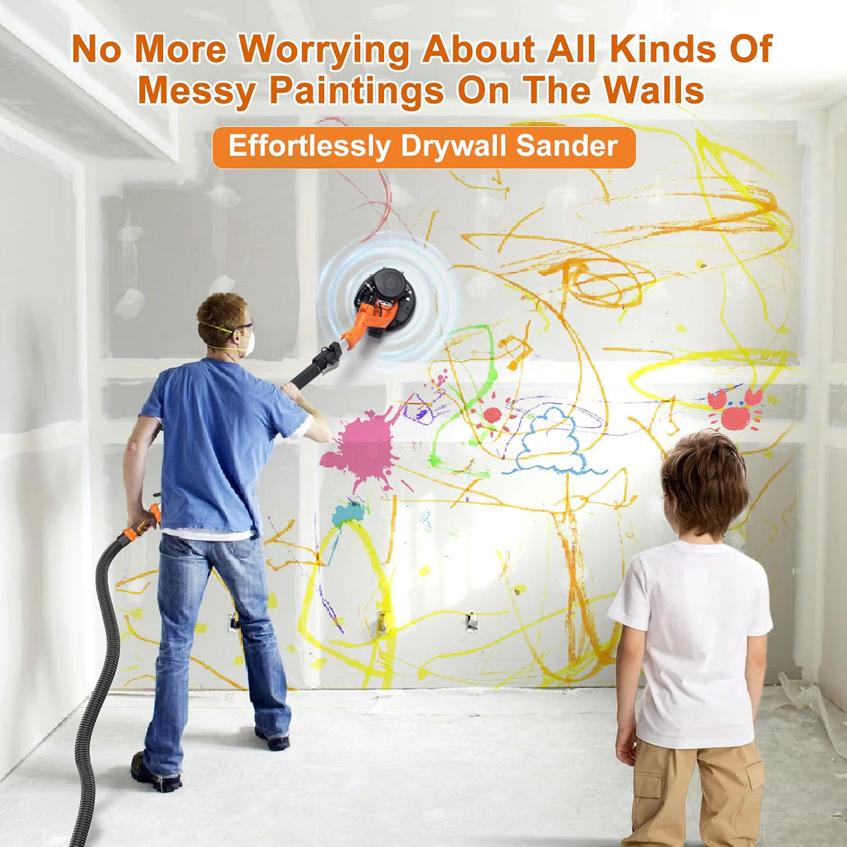 Drywall Sander 1000W 6-Speed LED Vacuum Wall Ceiling Electric Protmex