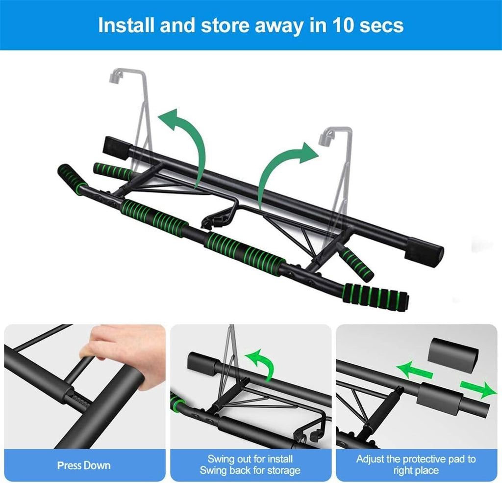 Pull Up Bar Door Frame Fitness Chin-Up Bar for Home Gym Equipment & Straps