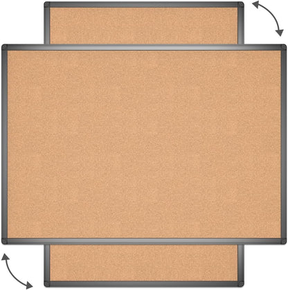 Cork Notice Board 120x90cm Black Aluminium Frame Wall Mounted Pin Bulletin Board