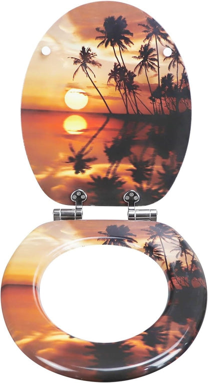 Wood Toilet Seat MDF Soft Close Durable Bathroom Seat Various Designs