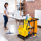 Large Janitorial Cleaning Cart Trolley Housekeeping Utility w/ Swivel Wheels