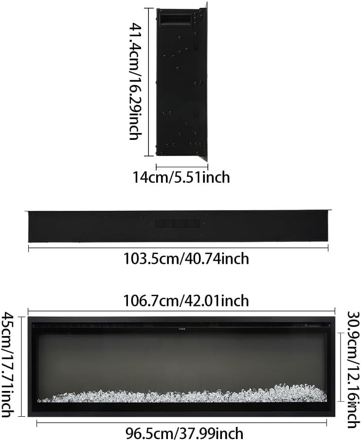 INMOZATA Electric Fire 42inch/107cm Wall Mounted/Recessed/Freestanding Electric