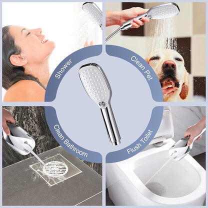 Rain Shower System 12" Rectangular XXL Stainless Steel Hand Shower Hose Rail