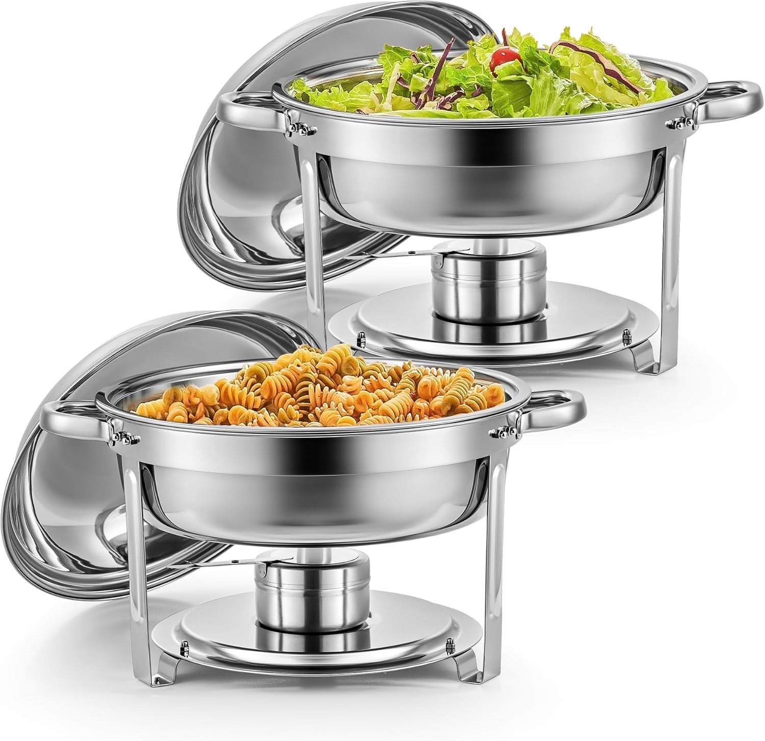 2x 5L Round Chafing Dish Stainless Steel Buffet Food Warmers Catering Set