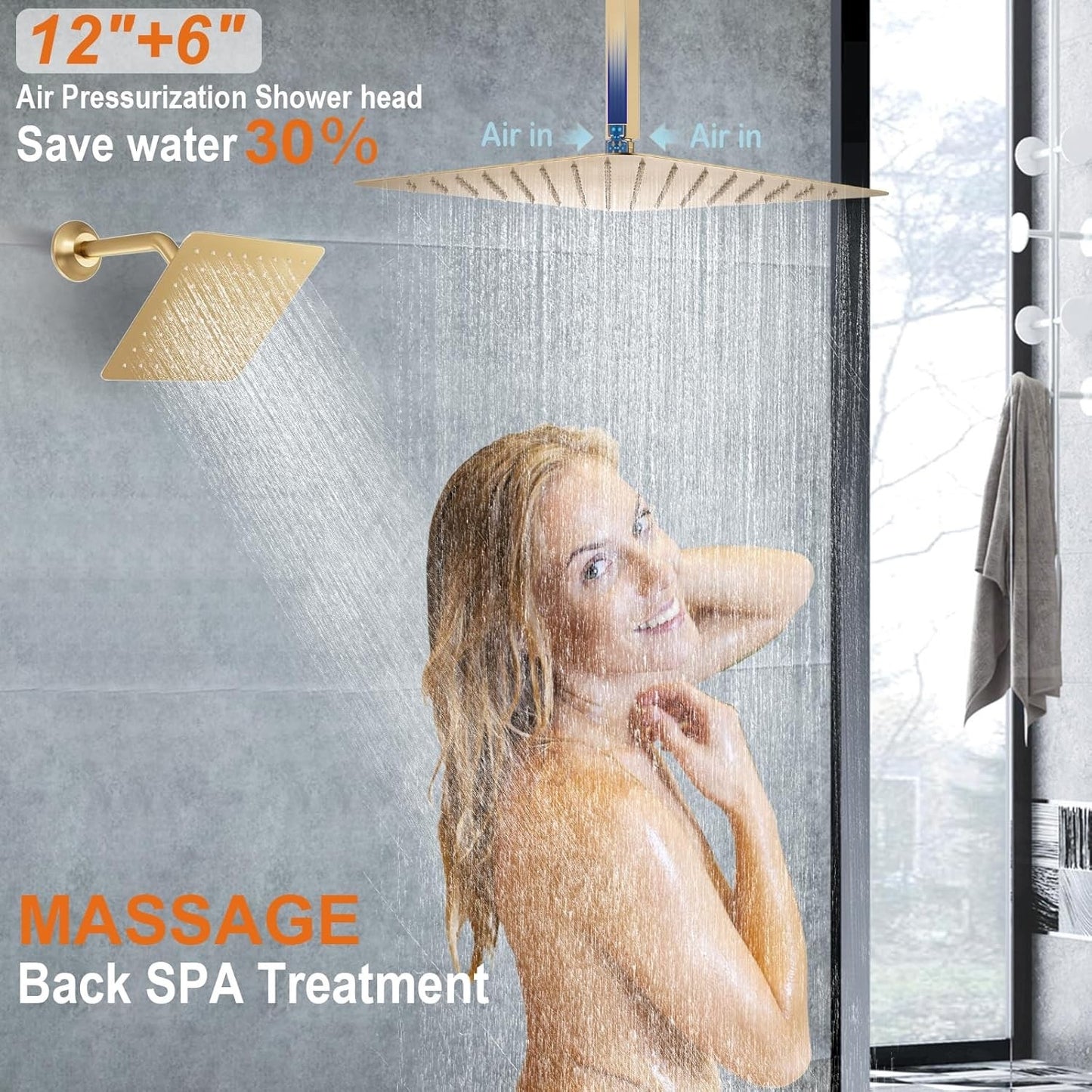 Concealed Rainfall Shower Thermostatic Mixer Valve System Simultaneous Operation